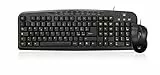 Ewent Tastiera e Mouse Kit EW3123, Layout Italiano,Qwerty, Mouse Ottico Ergonomico, 9 Tasti Multimediali per Accesso Rapido, Connessione USB.
