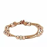 Fossil Bracciale Da Donna, 19 Cm Beige, Marrone, Base Oro Rosa, Bracciale In Vera Pelle, JA6539791