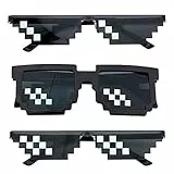 Comius Sharp 3 Pack Thug Life Occhiali da Sole, Uomo Donna Vetro 8 Bit Pixel Mosaico Occhiali Photo Props Unisex Occhiali da Sole Toy Ideali per Feste e Travestimenti