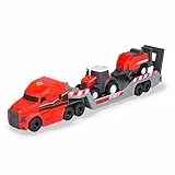 Dickie Toys - Massey Ferguson - Set di 3 auto giocattolo (camion con semirimorchio, trattore e pressa) per bambini dai 3 anni, 32 cm