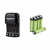 Amazon Basics - Pile Ricaricabili Mini Stilo AAA (8 pezzi) e Caricabatterie con porta USB
