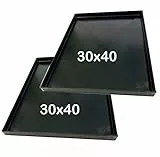Teglie forno professionale 40x30x2 Cm, con diagonale antideformazione Spessore teglie 8/10 Pizza alta idratazione ideale per professionisti della pizza e focaccia [2 PEZZI]