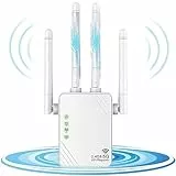 COOYA Ripetitore Wifi,1200Mbps dual band 2.4G/5G amplificatore segnale wifi, 4 antenne, 2 porte LAN amplificatore wifi, adatto per uso ufficio e domestico, Compatibile con Modem Router WiFi ，nero
