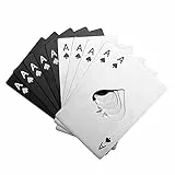 10 Pezzi Apribottiglie Poker, Apribottiglie Piatto Birra in Acciaio Inox, Apribottiglie Asso di Picche A Carte da Poker, Apribottiglie Portafoglio - Argento/Nero