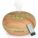 WD&CD Diffusore di Oli Essenziali, 550ML Ultrasuoni Umidificatore Diffusore di Aroma Spegnimento Automatico / 7 Luci Colorate / 3 Impostazione Timer/Silenzioso - Venatura del Legno Chiaro