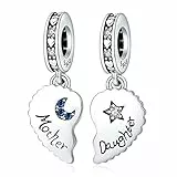 Amuefer Madre Figlia Charm Compatibili Bracciale Collana Pandora, Argento Sterling Ciondolo Natale Gioielli Regali per le Donne Ragazza Moglie Amici