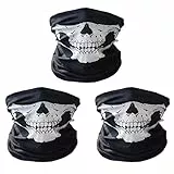 EHIOG 3 Pezzi Skull Mask Maschera Tubolare Cranica, Passamontagna traspirante con teschio stampato, Mezzo Cranio Maschera,per Halloween,Sport Outdoor Copricapo