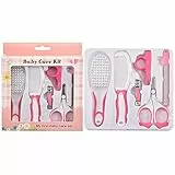 Kit Neonato - MKNZOME Spazzola Neonato Set Bagnetto Neonato Tagliaunghie Neonato Adatto a Neonato Maschio e Ragazze, Neonati Regali Utili Kit Neonato Igiene Nascita 6 Accessories - Rosa