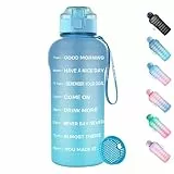 WEMEET Borraccia Sportiva 2 Litro con Filtro [Tritan Senza-BPA], 2000ml Motivazionale Tritan Borraccia con Marcatori di Tempo, Bottiglia Acqua per Palestra, Campeggio, Yoga, Picnic Blu Blu