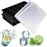 Dokpav 2PCS 3.3 * 3.3cm- Grande Stampo per Ghiaccio Silicone con Coperchio, 30 Stampi Ghiaccio in Silicone, Stampo Cubetti Ghiaccio, Vassoio per Cubetti di Ghiaccio, per Alcolici, Cocktails, Whiskey