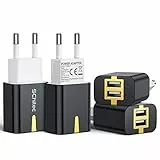 4 Pack Caricatore USB da Muro ，2 Porte Caricabatterie USB Presa Adattatore USB Universale da 5V/2.1A Spina USB per iPhone 11 XS Max XR X 8 7 6, Samsung, Huawei, Xiaomi, Android-Nero