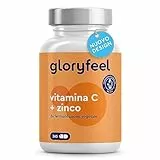 Vitamina C, 365 Capsule Vegan, con Zinco, Integratore con Ascorbato di Calcio, 500 mg, per Difese Immunitarie