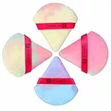 HEYMKGO Piumini da Cipria, 4 pz Spugnetta Cipria Powder Puff Cipria Triangolo Piumino Cipria, Riutilizzabile Bagnato Asciutto Spugna Fondotinta Polvere Spugne Viso Puff Make Up Spugnette Triangolare