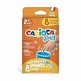 Carioca Tempera a Dita Baby, Set di Tempere Lavabili per Bambini 2 Anni+, Colori Brillanti, Lavabili, Atossici e Inodori, Dermatologicamente Testati, Kit Pittura Bambini con 8 Colori Assorti da 50 ml