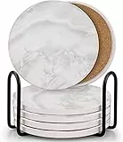 Sottobicchieri con supporto, Qveetry set di 6 sottobicchieri assorbenti, sottobicchiere in ceramica, base in sughero, sottobicchiere per la decorazione della casa, tavola, sottobicchieri da bar