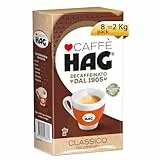 Hag - Caffè Macinato Decaffeinato Gusto Classico Macinato Fresco - Chicchi Pregiati di Arabica e Robusta - Contiene 8 confezioni da 250 gr (totale 2 kg)
