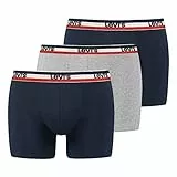 LEVIS Boxer, Uomo, Blu (Navy / Grey Melange), M, Pacco da 3