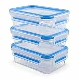 Emsa N10312 - Set di contenitori salvafreschezza, 3 x 0,55 l, colore: Trasparente/Blu