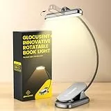 Glocusent Luce per Lettura Girevole per Libri a Letto, 22 LED su due File con Timer, Regolazione Luminosità e Colore, Ricaricabile da 1000 mAh Lampada da Lettura 100 ore, per Gli Amanti dei Libri