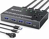 Switch USB 3.0 Switch 4 porte, MLEEDA KVM Switch 4 PC che Condividono 4 Dispositivi USB, Commutatore USB per Tastiera, Mouse Stampante, con Pulsante Remoto Cablato e 4 Cavi USB 3.0