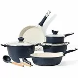 CAROTE Batteria di Pentole Antiaderenti 11 Pezzi,Padella 26cm,Pentole Casseruola 18cm,24cm,28cm con Coperchi, Wok 28cm,Set padelle induzione Per tutti i piani cottura