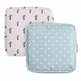 Perioden Tasche Mädchen,2 Stück Binden Tasche Mädchen Menstruationstasche mit Reißverschluss 13*13cm Tampon Aufbewahrungsbox Period Bag für Mädchen,Frauen,Damen(rosa cactus)