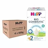 HiPP - Latte 2 Combiotic di Proseguimento Bio, Latte in Polvere per Neonati, Indicato dal 6° Mese Compiuto, 4 Confezioni da 600 g