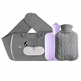 Gobesty Borsa Dellacqua Calda, Borsa Acqua Calda Peluche, Bottiglia di Acqua Calda con Morbido Peluche Scaldamani, Borsa Acqua Calda Collo per Acqua Calda per Schiena, Gambe, Gambe, Collo e Spalle