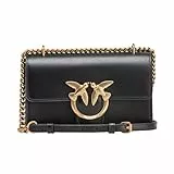 Pinko Love One Mini DC Vitello Seta, Borsa Donna, Z99Q Nero-Antique Gold, U