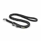 lionto Guinzaglio per cani con strisce riflettenti, guinzaglio multifunzionale, guinzaglio da addestramento di alta qualità, lunghezza regolabile, 200 cm, nero