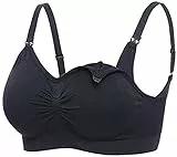 CHUMIAN Reggiseno Allattamento Premaman Reggiseni per maternità in Cotone Senza Ferretto e Cuciture Bra Imbottito per La Gravidanza con Bretelle in più Rimovibile (Nero, XXL)