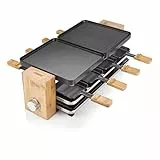 Princess Raclette Pure 8, 1200 W, 41,8 x 23 cm bambù, 8 persone, Nero