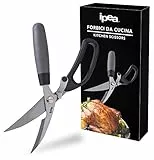 IPEA Forbici da Cucina Professionali Trinciapollo Multiuso con Impugnatura STRONG GRIP – Lama Affilata in Acciaio Inox – Lunghezza 21 cm – Forbice per Tagliare Carne, Ossa, Pesce, Pizza, Verdure