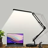 SKYLEO Lampada da Scrivania a LED - Lampada LED da Tavolo con base e clip - Lampada LED per la cura degli occhi - 3 modalità di luce x 10 livelli di luminosità - Nero