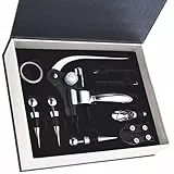 Faburo - Set di 9 accessori per vino con cofanetto, apribottiglie per vino, versatore per vino, tappo per vino