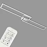 BRILONER Leuchten - Plafoniera a LED, Lampada da soffitto dimmerabile con Telecomando, Luce calda, neutra, fredda, 1100x248x78mm, LED integrati 40W, 4400Lm, ruotabile, Cromato/satinato