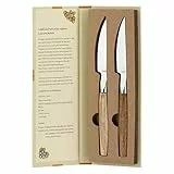 THUN - Set 2 coltelli per Carne con Confezione a Libro - Linea Country - Acciaio Inox, Legno d'Acacia