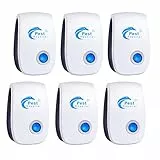Repellente ad Ultrasuoni 6 Pack, Repellente Ultrasuoni Anti Zanzare Ultrasuoni Interno Dispositivo, Repellente per Insetti di Ratto, Antizanzare Ultrasuoni per Pulce, Ragno, Mosca, Scarafaggio, Flea