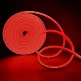Tayire Striscia LED al Neon 5m, Rosso DC12V Nastri LED Flessibile e Tagliabile, Silicone Effetto Neon Luci Striscia LED IP67 para Interior Exterior, DIY(alimentatore non incluso)