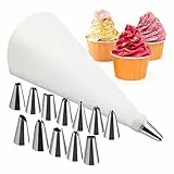 MXTIMWAN 1 sac a Poche in Silicone con 12 Beccucci sac a Poche Piccoli in Acciaio Inox 1 Adattatore per Decorazioni Torta Dolci