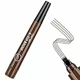 Matita per sopracciglia liquida,3D penna matita per sopracciglia,Penna Per Sopracciglia Microblading,Impermeabile Tinta Gel per Inchiostro con quattro punte,look naturale(Marrone scuro)