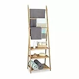 Relaxdays 10020290 Porta Asciugamani/Salviette da Terra, Legno, Marrone, 31x53x152 cm
