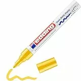 edding 750 Marcatore a Vernice Lucida, Giallo, 1 Pennarello, Punta Rotonda 2-4 Mm, Pennarello Indelebile per Vetro, Pietra, Legno, Plastica, Carta, Impermeabile, Alta Copertura