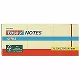 Tesa Blocco Note Adesivo tesa Office Notes 50x40 mm, Giallo, 3 Pezzi