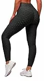Memoryee Leggins Donna Sportivi Anticellulite Pantaloni Push up Booty Pantacollant Vita Alta Fitness Elastici Taglia Grossa Leggings Yoga/Black/XL