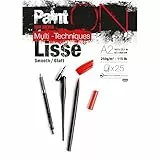 Clairefontaine 975731C Blocco collato PaintON multi-tecnica - 25 fogli carta da disegno multi-tecnica Superficie Liscia - Bianca - A2 42x59,4 cm 250g