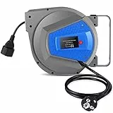 Professionale Avvolgicavo Automatico | 15m+1m Avvolgicavo a Parete e a Soffitto|Cavi Ruotabili di 180°|per Interne Ed Esterne|1500-3000W