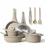 CAROTE Essential Batteria di Pentole 11 Pezzi,Padella 24/28cm, Casseruola 16/24cm con Coperchi, Wok 28cm, Tegame con Rivestimento Antiaderenti Per tutti i piani cottura anche ad induzione