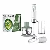 Imetec Frulla&Crea Frullatore a Immersione, 3 Accessori, Tritatutto, Frusta e Bicchiere BPA free, Piede Large, 2 Velocità, 1000 W, 15000 Giri Minuto