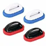 4 pezzi Scrub per pulizia con manico kit abrasivo spazzola per vasca da bagno e piastrelle, spazzola per pulizia rapida e resistente, per barbecue, spazzola per pulizia della cucina e del bagno